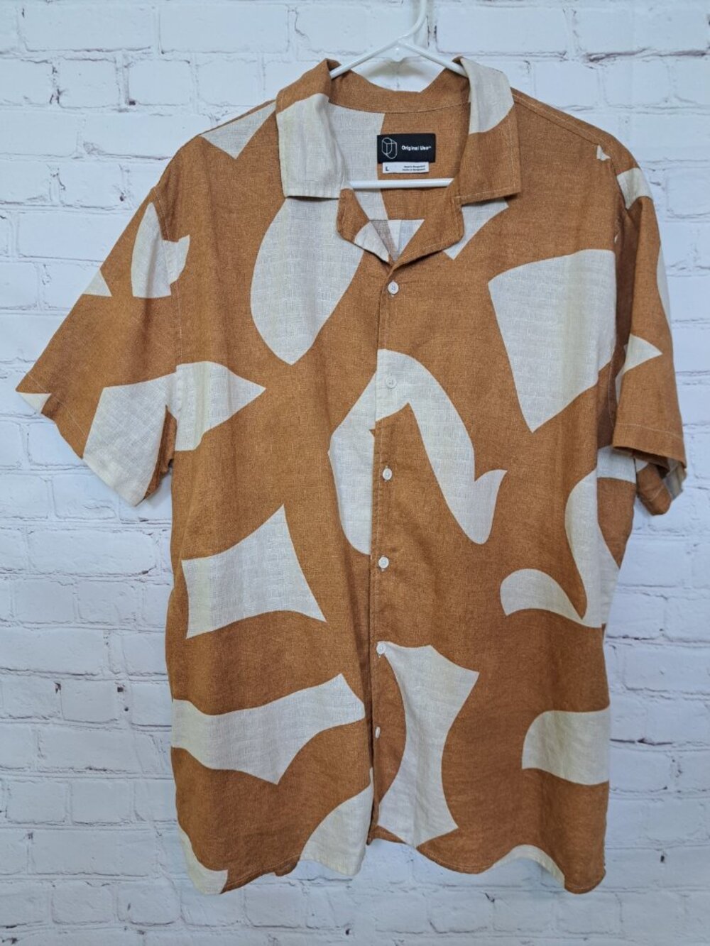 Original Use Men's Resort Beach Linen Button Front Shirt Size Large